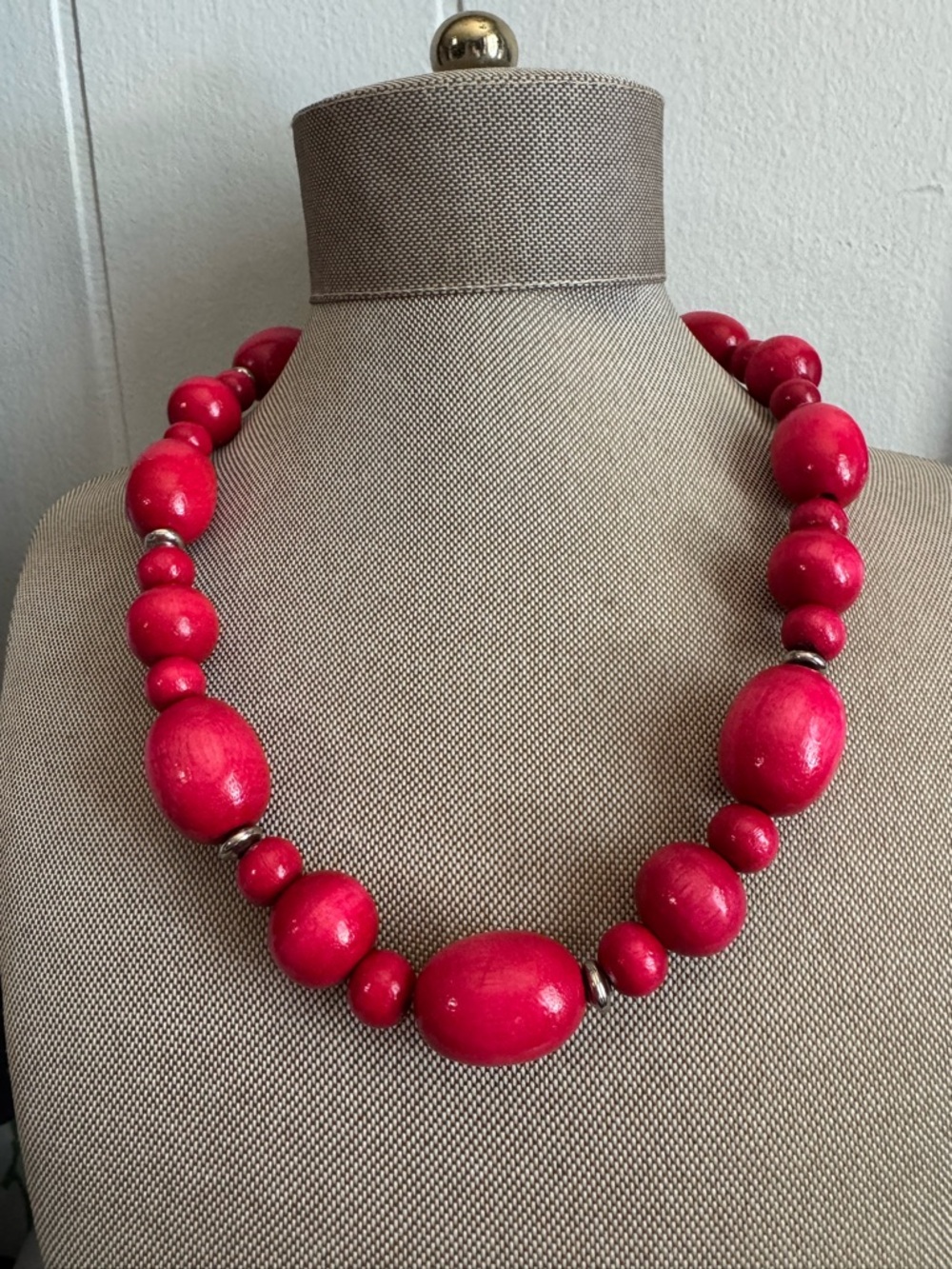 Red Beaded Statement Necklace - Women's Jewelry